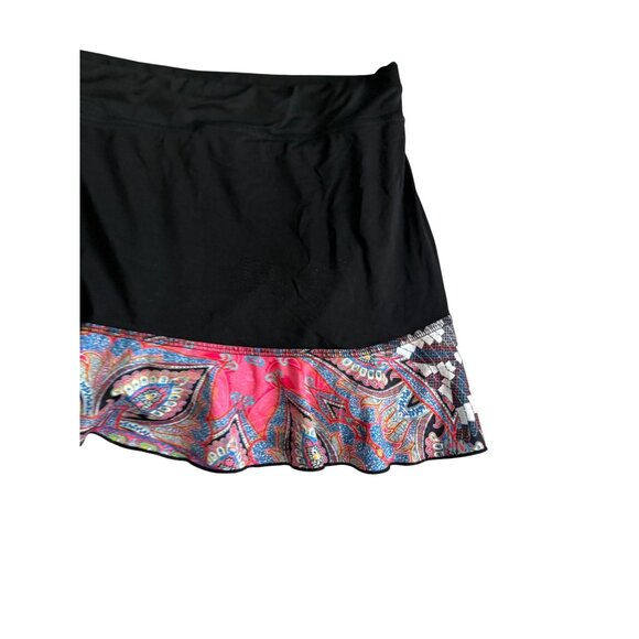 SOFIBELLA Black Ruffle Multicolor Paisley Tennis Pickleball Skort Size Large - Picture 6 of 10